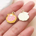 Detailansicht von Muschel-Anhängern aus Emaille in Rosa und Gelb mit strukturierter Rückseite - 1 Stück/Packung (18x16mm)
