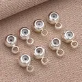 Cuentas de posicionamiento bañadas en plata con núcleo de silicona para joyas DIY - Cuenta de Posicionamiento con Bucle (T115) / 1 Pieza (Agujero 3mm 0.4mm) / Plata gruesa