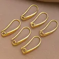 Εξαρτήματα για σκουλαρίκια από ορείχαλκο 18k με κομψό χρυσό φινίρισμα για χειροτεχνία - Λείος Γάντζος Αυτιού (T392) / 1 Τεμάχιο (3.5x9x19mm)