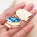 Vibrant enamel 'Back to School' book stack charm for DIY jewelry making and pendants - Blue Book (27460)