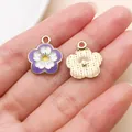 Breloque fleur en émail violet et blanc pour la création de bijoux DIY personnalisés - Cerisier (24820)