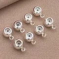 Cuentas de tope DIY plateadas con núcleo de silicona y lazo para crear joyería - Cuenta de Posicionamiento con Bucle (T117) / 1 Pieza (Agujero 4mm 0.8mm) / Plata gruesa