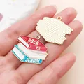 Colorful Back to School stacked books enamel charm pendant for DIY jewelry accessories - Red Book (27461)