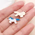 Detailed blue and white enamel unicorn charm for DIY necklace and bracelet jewelry making - Running Unicorn (9933)