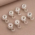 Cuentas de silicona plateadas con bucles para creación de joyas DIY - Cuenta de Posicionamiento con Bucle (T119) / 1 Pieza (Agujero 5mm 1.2mm) / Plata gruesa