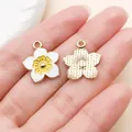 Wit en geel emaille bloemblaadjes bedel voor DIY oorbellen en kettingen maken - Druppelolie Vijfpuntige Bloem Sakura (24839)