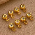 Cuentas espaciadoras doradas con núcleo de silicona y lazo para diseño de joyería - Cuenta de Posicionamiento con Bucle (T116) / 1 Pieza (Agujero 3mm 0.4mm) / Bañado en Oro de 18K