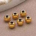 Hochwertige polierte goldene Edelstahl Rundperlen Zwischenperlen für DIY Schmuckherstellung - Runde Perle (T2165) / 4x4x3.5mm / Gold