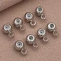Cuentas de silicona plateadas con pequeño anillo para creación de joyería artesanal DIY - Cuenta de Posicionamiento con Bucle (T663)