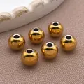 Polierte goldene Edelstahl-Rundperlen als Zwischenperlen für Schmuck - Runde Perle (T2167)