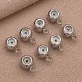 Cuentas de tope de metal plateado con inserto de silicona y lazo para joyería DIY - Cuenta de Posicionamiento con Bucle (T664)