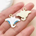 Mantarochen-Emaille-Anhänger im Ozean-Stil in Blau und Weiß für DIY-Schmuckherstellung - 1 Stück/Packung (23.5x24mm)