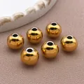 Goldene Edelstahl Rundperlen mit Durchgangsloch für die Schmuckherstellung DIY - Runde Perle (T2168)