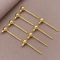 Premium 18K gold plated ball head ear posts with hanging loops for DIY earring making - 1 Piece (3x15mm)