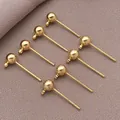 18K gold plated ball stud earring findings with attachment loop for DIY jewelry making - 1 Piece (4x16mm)