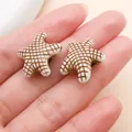 Colgantes de estrella de mar de acrílico blanco con patrón de rejilla marrón para DIY - Forma de Estrella de Mar (27356) / 1 Pieza (19x18mm)