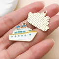 Bunter Schiff-Anhänger aus Legierung für nautischen DIY-Schmuck und Bastelprojekte - 1 Stück (21x28mm)