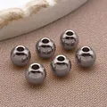 Dunkle gunmetal Edelstahl-Rundperlen als Zwischenperlen für DIY-Schmuckgestaltung - Runde Perle (T2174)