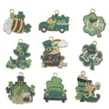 Assorted St. Patrick's Day green clover enamel charms for handmade DIY jewelry sets - 9 Styles St. Patrick's Day Set / 9 Pieces/Pack