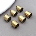 Six golden bell-shaped stainless steel tassel end caps for DIY jewelry making - Bucket Weight Style (T3170)