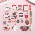 Detailed collection of assorted coffee-themed enamel charms for DIY jewelry making - Drip Oil Coffee Series Set (SN1657) / Set of 20 Styles (1 Each)