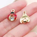 Detailansicht von Marienkäfer-Anhängern mit roter Emaille und goldener Rückseite - Strass Roter Marienkäfer (27037) / 1 Stück/Packung (15x12mm) / KC Gold Rot