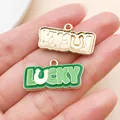 Ciondoli ferro di cavallo Lucky in smalto verde e oro per gioielli fai da te di San Patrizio - Piastra Lettere LUCK (27262)