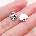 Antique silver heart pendant with bow ribbon detail for DIY necklace and accessories - Small Heart Bowknot (19428) / 1 Piece/Pack (10x9mm) / Antique Silver