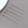Six stainless steel ball head pins in silver for DIY jewelry making and beading crafts - Round Head Pins (T2678)