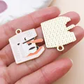 Detailed front and back view of pink enamel coffee machine charm for DIY jewelry - Coffee Machine (27169) / 1 Piece (27x24mm) / Pink
