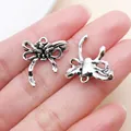 Antique silver hollow bow charms for DIY jewelry making and clothing accessories - Rose Bowknot (19430) / 1 Piece (20x18mm) / Antique Silver