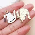 Detailed view of white and gold enamel coffee pot charms for DIY jewelry making. - Coffee Pot (27178) / 1 Piece/Pack (24x25mm) / White