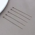 Set of six stainless steel ball-head pins in silver finish for DIY jewelry and beading. - Round Head Pins (T2679)