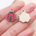 Handheld red and black enamel ladybug alloy charms for DIY necklace pendants jewelry - Red Seven-Star Ladybug (27000) / 1 Piece/Pack (19x16mm) / KC Gold Red