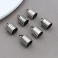 Stainless steel tassel cord end caps for jewelry making, silver finish. - Bucket Weight Style (T3179)