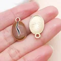 Coffee bean shaped alloy enamel pendant in brown and gold for DIY jewelry making - Coffee Bean (21150) / 1 Piece/Pack (20x12mm) / Coffee