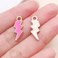 Ciondolo a forma di fulmine in smalto rosa per la creazione di collane e bracciali DIY monili - Stile Fulmine (12483) / 1 Pezzo/Confezione (7x20mm) / Rosso rosa