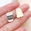 Mini enamel coffee cup charm with gold textured back for DIY jewelry making projects - Coffee Cup (21182) / 1 Piece/Pack (18x11mm) / Coffee