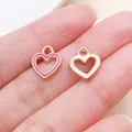 Due delicati ciondoli a cuore in oro rosa per la creazione di gioielli fai-da-te - 1 Pezzo (10x12mm)