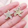 Sparkling gold starfish charms with rhinestones for DIY jewelry and necklace making - Rhinestone Starfish Style (27107) / 1 Piece/Pack (22x19mm) / KC Gold