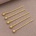 Alfileres de cabeza redonda bañados en oro 18K de calidad para joyas DIY, acabado dorado, 5 piezas - Alfiler de Cabeza de Bola (T244)