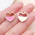Ciondoli a forma di cuore in lega rosa e bianca per la creazione di gioielli fai-da-te - 1 Pezzo/Confezione (15x16mm)