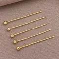 Alfileres de cabeza de bola de cobre chapado en oro de 18K para joyería, juego de 5 - Alfiler de Cabeza de Bola (T246)