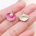Ciondoli a conchiglia in lega rosa e oro per la creazione di gioielli fai da te - 1 Pezzo (16x15mm)