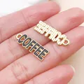 Exquisite gold and black coffee letter pendants for DIY charm bracelets and jewelry - Dark Coffee COFFEE Plaque (27182) / 1 Piece (22x7mm) / Dark Coffee