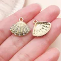 Gold-plated zinc alloy shell pendant encrusted with sparkling rhinestones for DIY jewelry - Rhinestone Ocean Shell Pendant (27117) / 1 Piece (16x18mm) / Gold