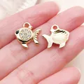 DIY gold-plated zinc alloy fish charm pendant with sparkling rhinestones for jewelry - Rhinestone Ocean Tropical Fish Pendant (27125) / 1 Piece (15x14.5mm) / Gold