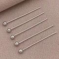Alfileres de cabeza redonda de cobre chapados en oro blanco de 18K para joyería DIY - Alfiler de Cabeza de Bola (T726)