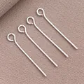 Juego de cuatro alfileres de ojo metálicos bañados en plata para hacer joyas y abalorios - Alfiler de ojo (T75)