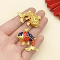 Detailed view of handcrafted ancient gold and enamel koi fish pendants for DIY jewelry. - 1 Piece/Pack (37x32mm)